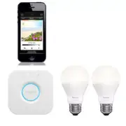 Philips Hue Wi-Fi Starter Kit w/ 2x Warm White E27 LED Light Bulb/2.0 Bridge/App