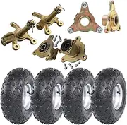 YC Yier Complete ATV Go Kart Tires and Rims 145x70-6 Inch Golf Cart Tires Go Kart Buggy ATV Mini-bikes Quad Bike Tires and Wheels Hubs Steering Knuckle- 3-hole Set of 4