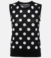 [Dolce & Gabbana] Dolce & Gabbana Polka-dot wool and silk tank top AU 12 black