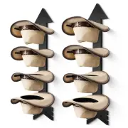 Cowboy Hat Holder for Wall Mount 8 Pieces Rustic Wood Arrow Design Hat Rack C...