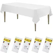 5 Pack Disposable Plastic Tablecloths,Premium Rectangle Table Cover for Yard BBQ,Parties,Wedding,Anniversary and More 137cm x 274cm