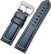 [BHUTMPJK] Leather Watch Band 20mm 22mm 24mm Black Buckle Oil Wax Watch Strap For Panerai Fossil Watch