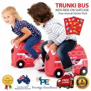 Trunki Kids Ride On Suitcase Boris The Bus Trolley Case Children Luggage Red NEW