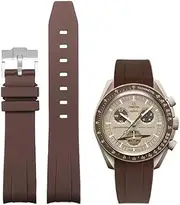 [Danxancy] Curved End Rubber Watch Strap Compatible with Omega Swatch Moonswatch Speedmaster Planet Series for Men Women
