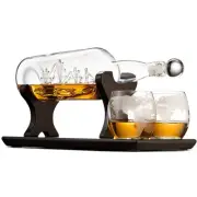 Godinger Ship In A Bottle Whiskey Decanter and Whiskey Glasses Bar Set, for L...