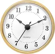 uxcell 3.1" 80mm Quartz Clock Insert, Round Quartz Movement Miniature Clock Mini Arabic Numeral Clock Fit 76mm/3" Diameter Hole for Replacement Home, Style 23, Gold Tone