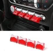 Jimen Compatible with Ford Mustang 2015-2020, Center Console Dashboard Button Switch Cover Trim (Red)