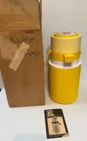 Vtg. Kool-Aid Thermos Pump Top Picnic Camping Jet Jug NOS Yellow 2 Liter 1.5 Gal