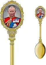 King Charles III Coronation Ornamental Teaspoon Commemorative Memorabilia Decorative Spoon Souvenirs Home Deco (by LILAJ)