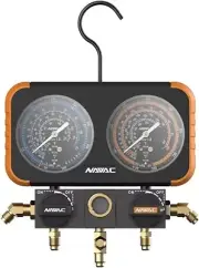 NAVAC N2A4 Manifold Gauge Class 1.0 Accuracy Impact-Resistant HVAC Gauge.