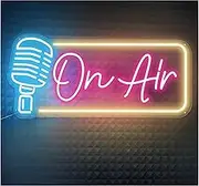 Sign Lamp On Air Neon Light Sign Recording Gamers Studio Room Wall Hangings Music Club 50X21cm(C)