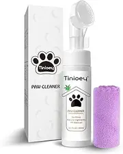 Tinioey Paw Cleaner for Dogs and Cats (6.8 oz) | Clean Paws No-Rinse Foaming Cleanser | Dog Essentials for Muddy Paws | Dog Stuff Pet Supplies | Dog Gifts Paw Scrubber Brush w/Absorbent Towel