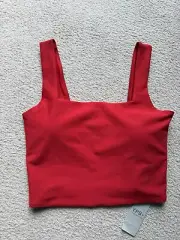 Abercrombie & Fitch YPB sculptLUX Square Neck Slim Tank Top Crop Tee Red Medium