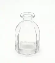 Mini Thick Heavy Clear European Style Ribbed Glass Round Vase / Jar H=4 in
