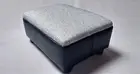 Small Footstool / Stool / Ottoman / Black faux leather sides, Grey fleck top.