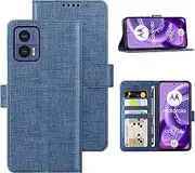 [Foluu] Motorola Edge 30 Neo Case, [Premium Leather] [Stand Function] [Card Slot] [Magnetic Closure] TPU Bumper Shockproof Flip Cases for Motorola Edge 30 Fusion 2022 (Blue)