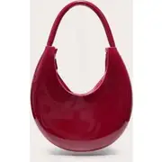 Burgundy Patent Pu Round Shoulder Bag, Burgundy