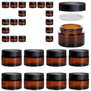 27 Pack 1oz Round Amber Glass Jars Empty Cosmetic Cream Containers with Lids