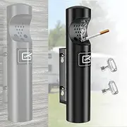 ZhouDaShu Wall Mounted Cylinder Cigarette Ashtray for Outside, Outdoor Disposal, Butt Receptacle, Commercial Container, Smokers Outpost for Patio, Office, Bars - Black