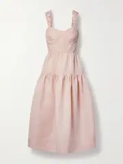 [Sea] Sea - Evita Embroidered Taffeta Midi Dress - Blush - US6 US 6 Pink