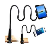 Tablet Stand Holder, Mount Holder Clip with Grip Flexible Long Arm Gooseneck - Black