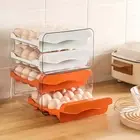 Refrigerator Egg Organizer Rack Double Layers Transparent Storage Box with 32