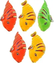Abaodam Clockwork Swinging Cartoon Fish Toys 5pcs Plastic Wind-up Wiggle Fish Toys Wind-up Childrens Toys Interactive Cat Toy for Indoor Adult Cats