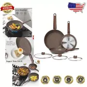 Durable Nonstick Frying Pan Set with Lids - 8", 9.5", 11" for All Stove Types