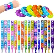 25Pcs Push Pop Fidget Bracelet , Adjustable Multicolor Wristband Finger Press Bracelet , Silicone Wearable Sensory Party Gift for Birthday Christmas