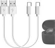 Geekria USB Earbuds Short Charger Cable Compatible with Jabra Elite 10 Gen 2, Elite10, Elite 8 Active, Elite 85t, Elite 7 Pro Charger, USB to USB-C Replacement Power Charging Cord (1ft/30cm 2Pack)