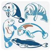 Manatee Plastic Stencil for DIY Crafts, Scrapbooking & Wall Decor - Animal Theme