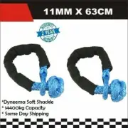 x2 Soft Shackle 11mm x 63cm Recovery Gear Dyneema Winch Rope 14.4T Limit 14400kg