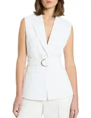 [David Lawrence] Chantal Sleeveless Jacket in Ivory