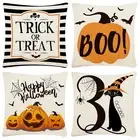 CH HAICHENG Halloween Pillow Covers 18x18 Set of 4 Trick or Treat Pillow Cove...