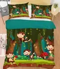 3D Monkey Mushroom NAO837 Bed Pillowcases Quilt Duvet Cover Set Queen King Fay