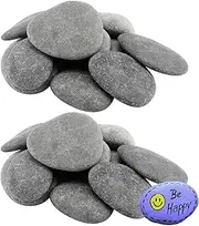 FAAING Pack of 24 Flat Stones for Painting, 5-8 cm Smooth Large Pebbles Natural Stones Decorative Stones Natural Stone River Stone for Mandala Painting, Garden, Flower Pots, Aquariums