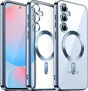 [JETech] Soft Clear Case for Samsung Galaxy S24 FE, Camera Lens Full Protection, Compatible with MagSafe Wireless Charging, Shockproof Electroplated TPU Phone Cover (Blue)