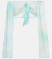 [Bananhot] Bananhot Grace semi-sheer off-shoulder top AU 8 green