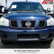 For 2004-2007 Nissan Armada/Titan Stainless Black Mesh Rivet Studs Grille (for: Nissan)