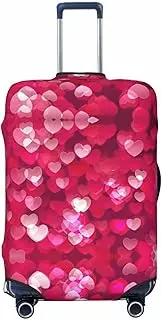 [CADREWY] Valentine's Day Love Heart Print Travel Suitcase Cover Luggage Protector with Elastic Anti Scratch for Carry On, Black, Medium