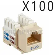 100 Pack Lot - CAT6 Network RJ45 110 Punch Down Keystone Snap-In Jack - Ivory