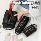1Pcs Solid Small Cosmetic Bag Black Makeup Organizer Mesh Toiletry Bag Travel