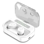 M7S TWS bluetooth 5.0 Digital Display Earphone Wireless Stereo CVC 8.0 Noise Cancelling Gaming Headset with Mic WHITE COLOR
