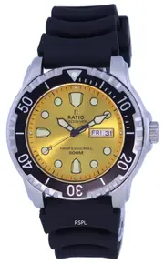 RATIO FreeDiver Yellow Dial Day/Date PU Strap Quartz 48HA90-02-YLW Mens Watch