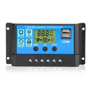 30A Solar Charge Controller 12V/24V Automatic Identification PWM Parameters Adjustable LCD Display blue