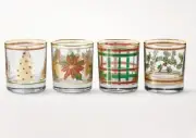 Williams Sonoma Vintage Holiday Double Old Fashioned Glasses Set Of 4 NEW IN BOX