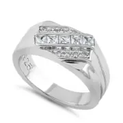 Sterling Silver Men's CZ Ring Size 10 New