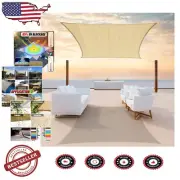 Heavy Duty Beige Sun Shade Sail 7' x 13' - Perfect for Patios & Weddings
