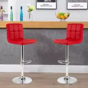 NNECW Set of 2 Height Adjustable Swivel Barstool for Home-Red