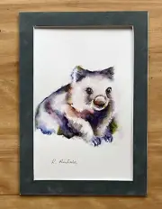 Australian Art Original Watercolour Of Wombat